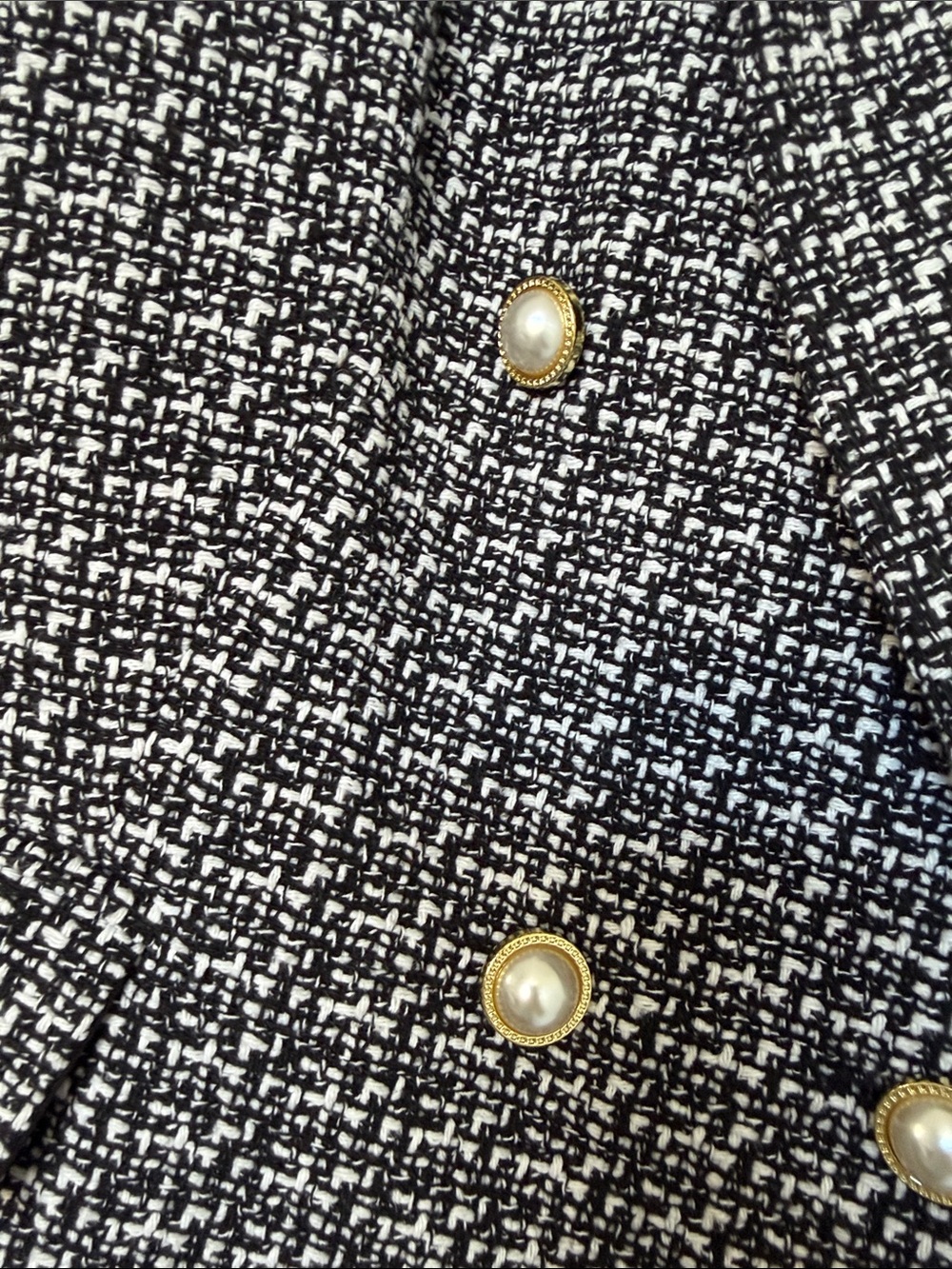 Nannette Black and White Tweed Double-Breasted Blazer in size 8 - Picture 2 of 7